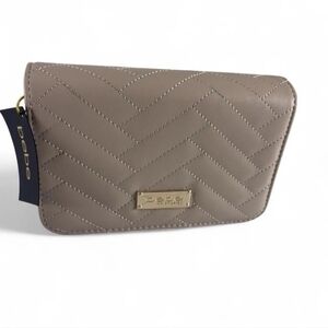 Bebe Sophia Crossbody Bag Small Beige Quilted Faux Leather Gold Chain NWT